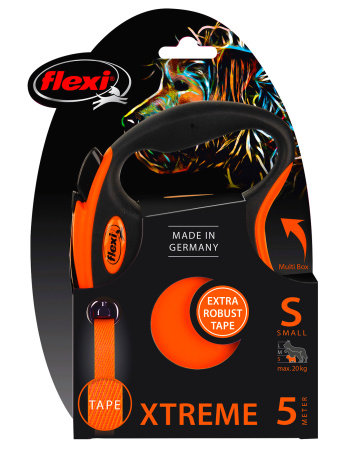 flexi рулетка Xtreme S (до 20 кг) 5 м лента оранжевая фото в интернет-магазине SHOP-GROOM.ru