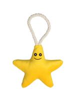 Игрушка Mr.Kranch для собак мелких и средних пород Звездочка с канатом и пищалкой 26х16х5см, желтая фото в интернет-магазине SHOP-GROOM.ru