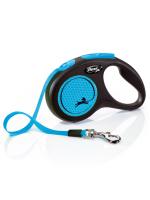 flexi рулетка Neon New S (до 15 кг) лента 5 м, светоотражающая, голубой неон фото в интернет-магазине SHOP-GROOM.ru