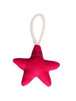 Игрушка Mr.Kranch для собак мелких и средних пород Звездочка с канатом и пищалкой 26х16х5см, ярко-розовая фото в интернет-магазине SHOP-GROOM.ru