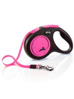 flexi рулетка Neon New M (до 25 кг) лента 5 м, светоотражающая,розовый неон фото в интернет-магазине SHOP-GROOM.ru