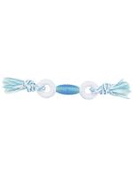 CanineClean игрушка для собак Регби и 2 кольца нейлон/синтетическая резина 39 см с ароматом мяты, голубой фото в интернет-магазине SHOP-GROOM.ru