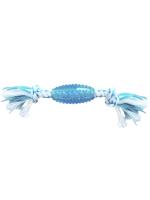 CanineClean игрушка для собак Регби синтетическая резина с канатом 25 см с ароматом мяты, голубой фото в интернет-магазине SHOP-GROOM.ru