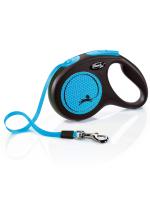 flexi рулетка Neon New M (до 25 кг) лента 5 м, светоотражающая, голубой неон фото в интернет-магазине SHOP-GROOM.ru