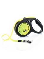 flexi рулетка Neon New М (до 25 кг) лента 5 м, светоотражающая, желтый неон фото в интернет-магазине SHOP-GROOM.ru