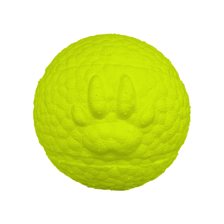 Игрушка Mr.Kranch для собак Мяч с лапкой 8 см неоновая желтая фото в интернет-магазине SHOP-GROOM.ru