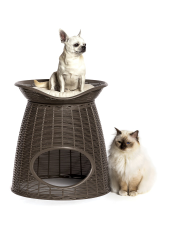 BAMA PET домик для кошек PASHA 52х60х46/55h см, с подушечками, светло-коричневый/бежевый фото в интернет-магазине SHOP-GROOM.ru