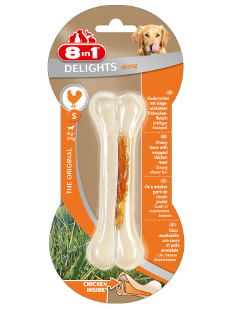 8in1 DELIGHTS Strong S косточка сверхпрочная с куриным мясом для мелких и средних собак 11 см фото в интернет-магазине SHOP-GROOM.ru