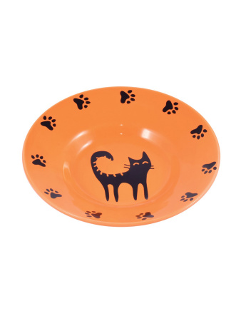 Миска Mr.Kranch керамическая блюдце для кошек 140 мл оранжевая фото в интернет-магазине SHOP-GROOM.ru
