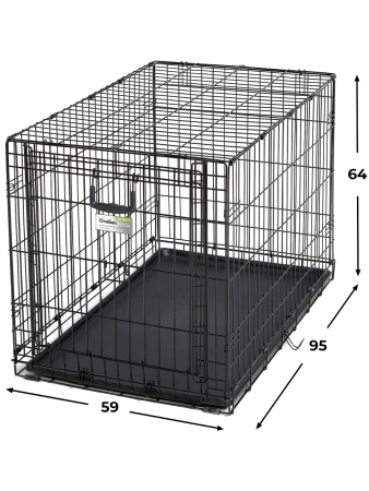 Клетка MidWest Ovation для собак 95х59х64h см, с торцевой вертикально-откидной дверью, черная фото в интернет-магазине SHOP-GROOM.ru