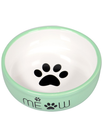Миска Mr.Kranch керамическая для кошек MEOW 380 мл, зеленая фото в интернет-магазине SHOP-GROOM.ru