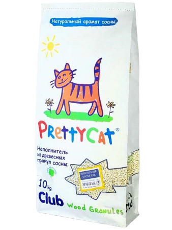 Наполнитель PrettyCat впитывающий древесный "Wood Granules" 10 кг фото в интернет-магазине SHOP-GROOM.ru