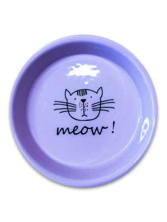 Миска Mr.Kranch керамическая для кошек MEOW! 200 мл сиреневая фото в интернет-магазине SHOP-GROOM.ru