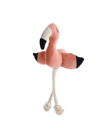 Игрушка Mr.Kranch для собак мелких и средних пород Фламинго с канатом и пищалкой 24х13,5х6см, персиковый фото в интернет-магазине SHOP-GROOM.ru