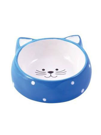 Миска Mr.Kranch керамическая для кошек Мордочка кошки 250 мл голубая фото в интернет-магазине SHOP-GROOM.ru