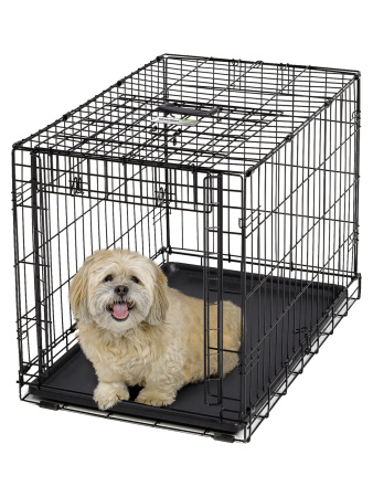 Клетка MidWest Ovation для собак 79х49х55h см, с торцевой вертикально-откидной дверью, черная фото в интернет-магазине SHOP-GROOM.ru
