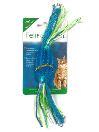 Feline Clean игрушка для кошек Dental Конфетка прорезыватель с лентами, резина фото в интернет-магазине SHOP-GROOM.ru