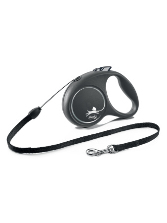 flexi рулетка Black Design S (до 12 кг) 5 м трос черный/серебро фото в интернет-магазине SHOP-GROOM.ru