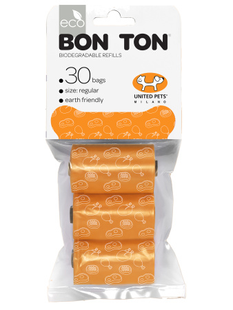 United Pets пакеты "Refill" для набора "BON TON" 3 рулона по 10 пакетов, оранжевые фото в интернет-магазине SHOP-GROOM.ru