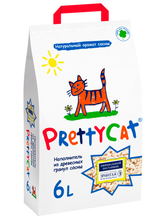 Наполнитель PrettyCat впитывающий древесный "Wood Granules" 2 кг (6 л) фото в интернет-магазине SHOP-GROOM.ru