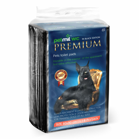 Лаурон пеленки для животных Black Premium с суперабсорбентом 60*90  8шт. фото в интернет-магазине SHOP-GROOM.ru