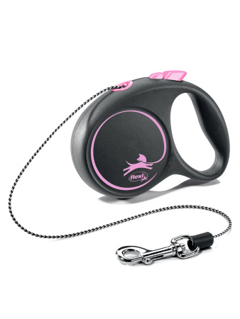 flexi рулетка Black Design XS (до 8 кг) 3 м трос черный/розовый фото в интернет-магазине SHOP-GROOM.ru