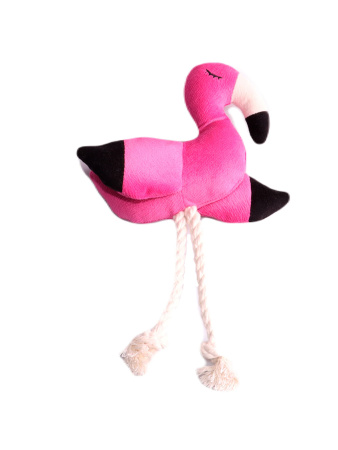 Игрушка Mr.Kranch для собак мелких и средних пород Фламинго с канатом и пищалкой 24х13,5х6см, ярко-розовый фото в интернет-магазине SHOP-GROOM.ru